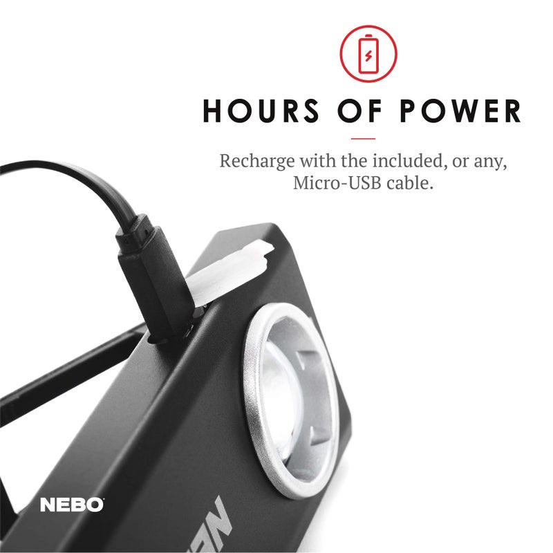 NEBO SLIM Pocket Flashlight | 500 Lumens, Rechargeable Mini EDC Work Light, Magnetic Base & Dimmable Brightness, Durable & Water Resistant, Includes Charging Cable â€” Black - Image 5